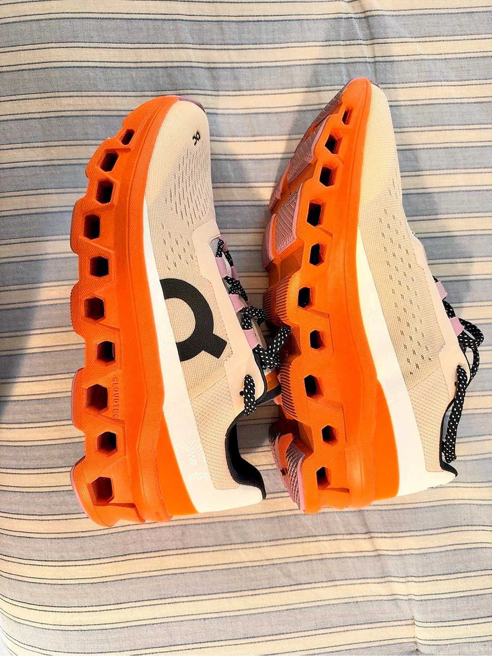 On Cloudmonster Women's Athletic Shoes White & Orange US 8.5
